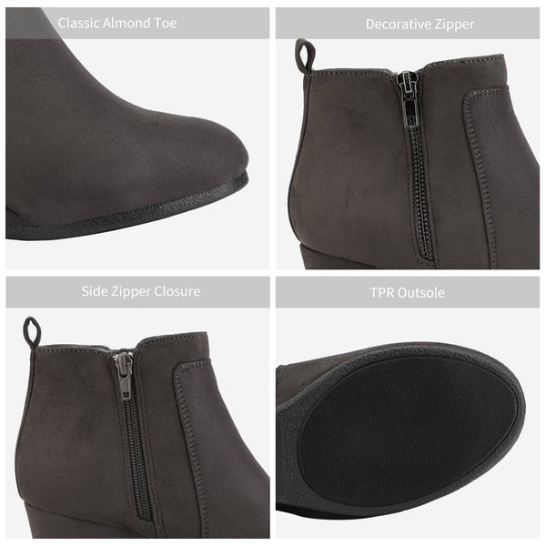 Pointed Toe Suede Wedge Bootie - GREY SUEDE - 5